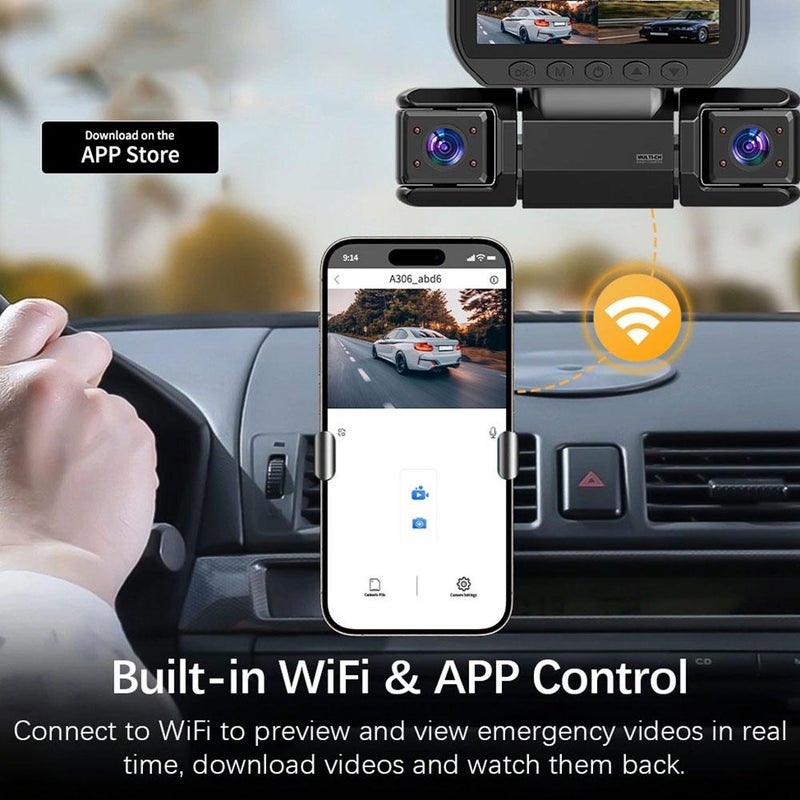 360 View 4 Channel Dash Cam Front and Rear,HD 1080P Video Recorder with App Control,Left Right Dash Camera for Cars with 32GB Card,Night Vision,Loop Recording,24H Parking Mode - Image 2